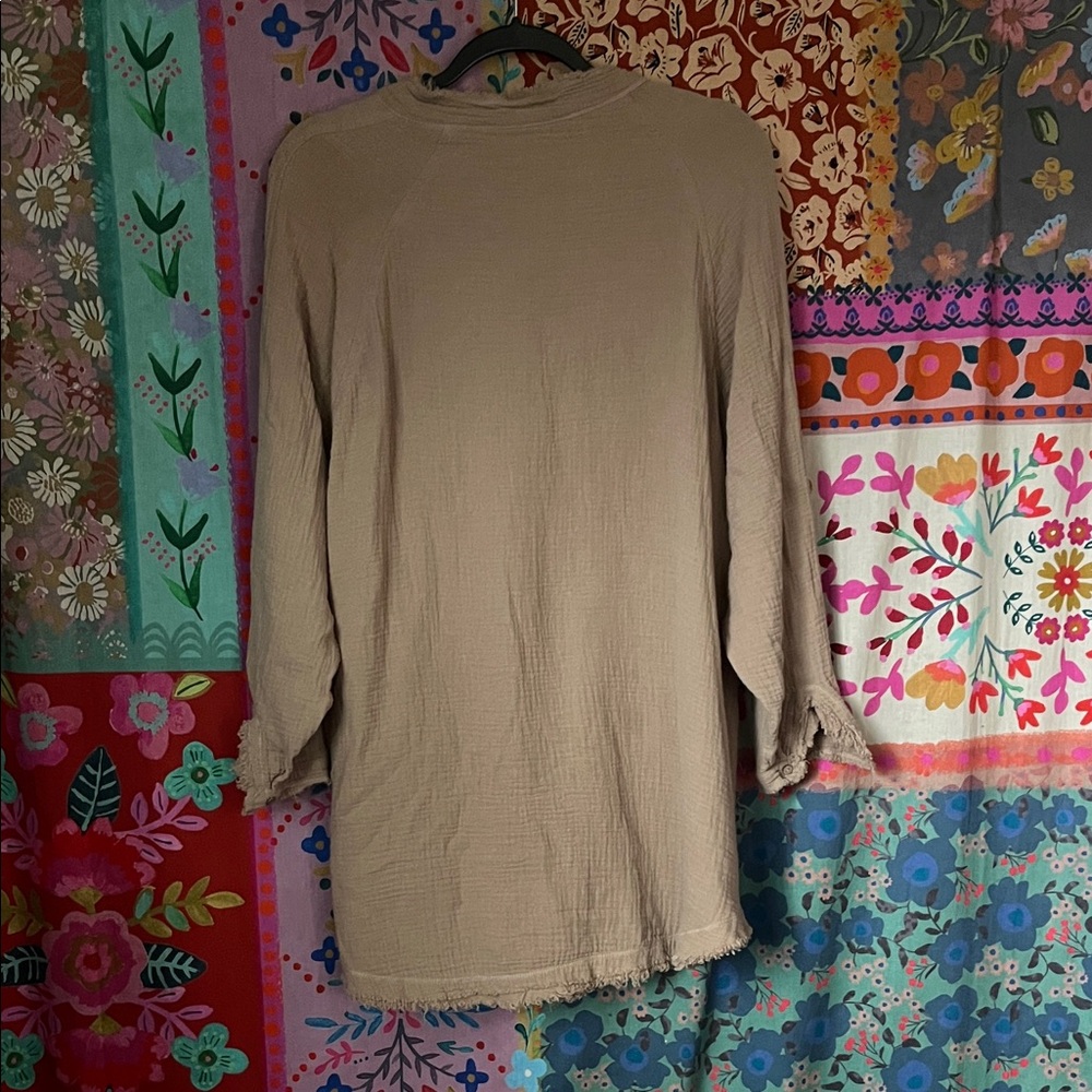 Casual Tan Button-Up Women's Mini Dress or Tunic Top(Unknown brand) - Picture 5 of 11